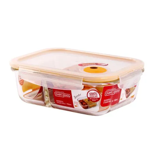 LOCKNLOCK Skleněná zapékací miska s přihrádkou a víkem LOCK 950ml borosilikát