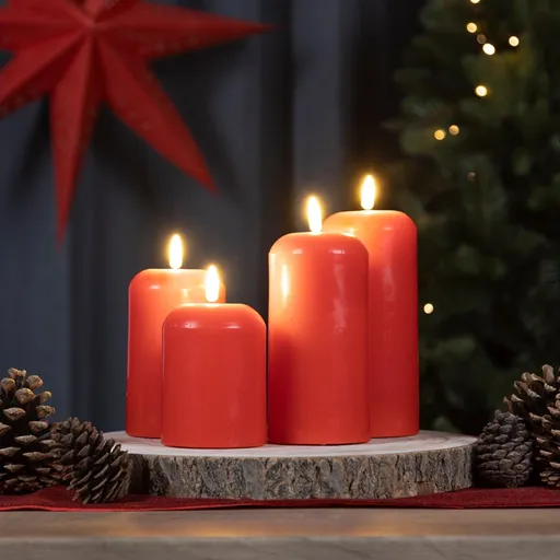 Haushalt international LED Voskové svíčky, červené, sada 4 ks