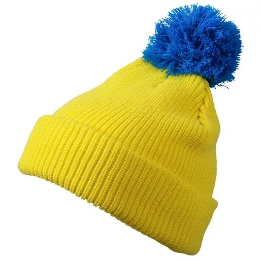 Myrtle Beach (Daiber) Zimní čepice s bambulí MB7967 - Žlutá / azurová | uni