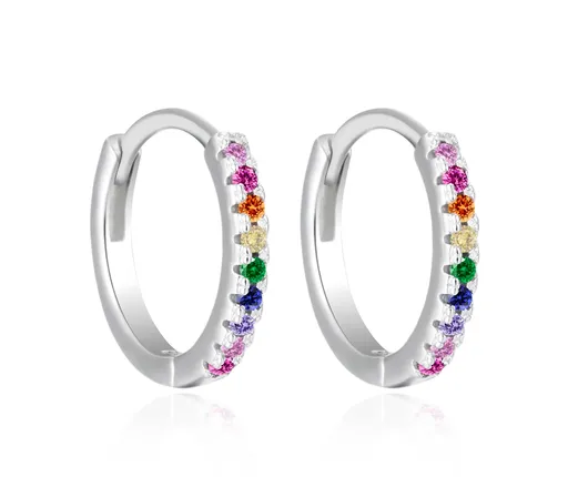 Agato Stříbrné kruhové náušnice s barevnými zirkony AGT-E177KC