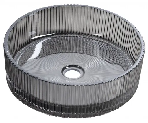 SAPHO ANHELO skleněné gravírované umyvadlo na desku Ø 39,5cm, černá TY317B