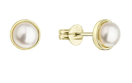 Evolution Group - Pavona Něžné zlaté náušnice pecky s pravými perlami 91P00031