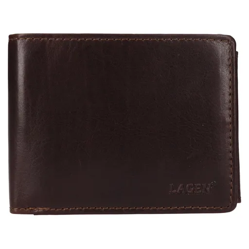 Pánská kožená peněženka Lagen Autom - tmavě hnědá
