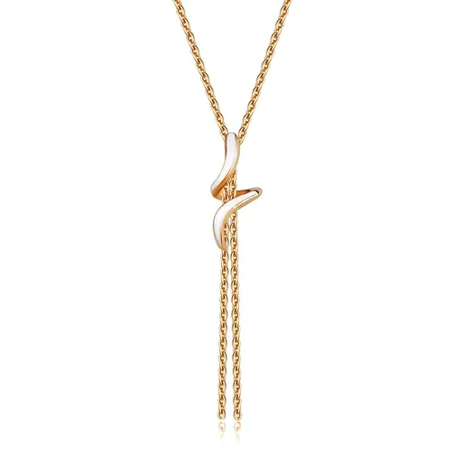 Stříbrný náhrdelník 925 - měděná barva, spirálovitá linie, bílá glazura