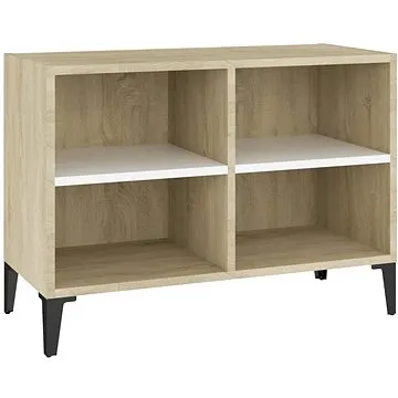 SHUMEE s kovovými nohami bílý a dub sonoma 69,5 × 30 × 50 cm (805937)