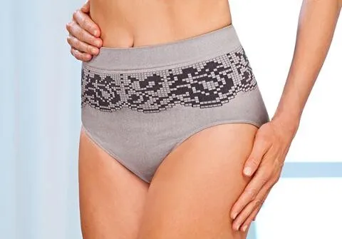 Zeštíhlující kalhotky, béžová s potiskem