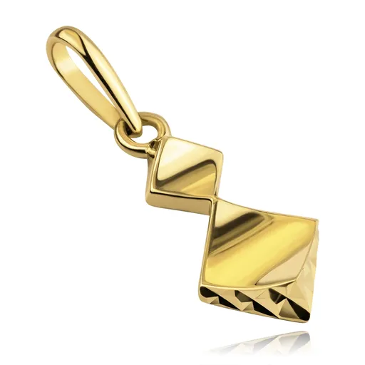 Přívěsek ze žlutého 14K zlata - dovnitř zalomené kosočtverce, diamantový brus