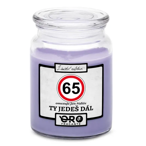 Svíčka Ty jedeš dál – výběr věku (věk: 65, Vůně svíčky: Levandule)