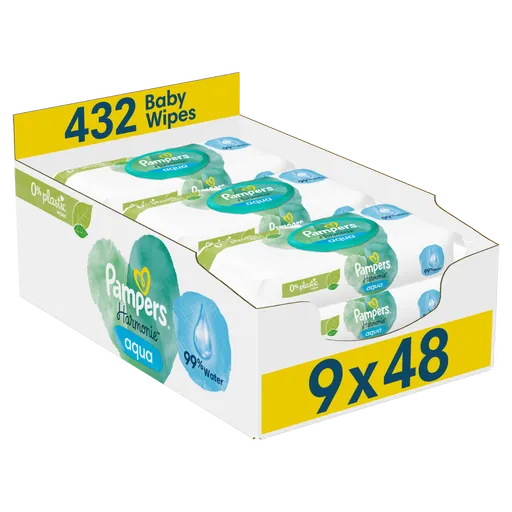 Pampers Aqua vlhčené ubrousky 9x48 ks