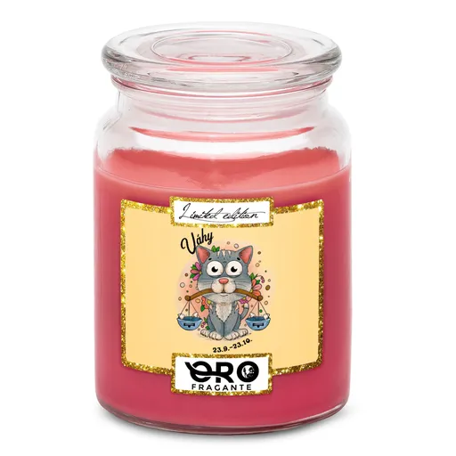 Svíčka Kočičí znamení – váhy (Vůně svíčky: Višně v čokoládě)