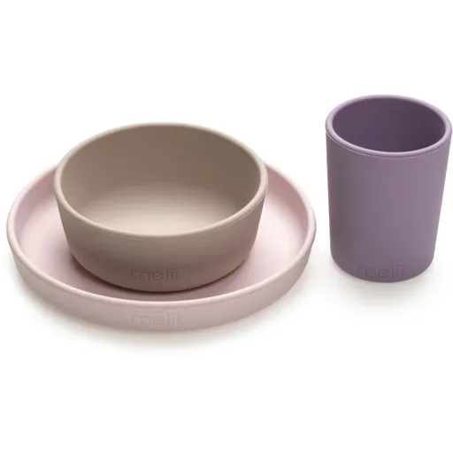 Melii Feeding Set jídelní set Pink, Purple, Grey 3 ks