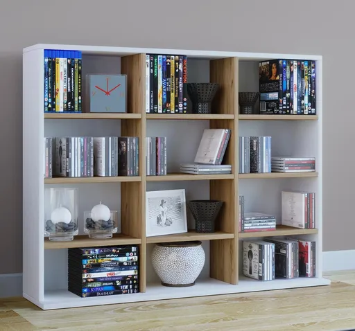 VCM Dřevěný stojan na CD a DVD Megosa L, dub medový