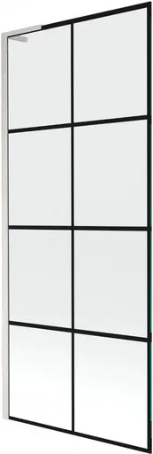 MEXEN/S Next L vanová zástěna FIX 80 x 150, černá vzor, nikl kartáčovaná 895-080-000-03-77-97