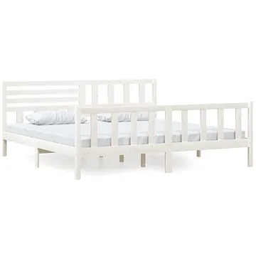 Rám postele bílý masivní dřevo 200 × 200 cm, 3101174 (3101174)