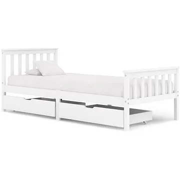 Shumee se 2 zásuvkami bílý masivní borovice 100×200 cm, 3060424 (3060424)