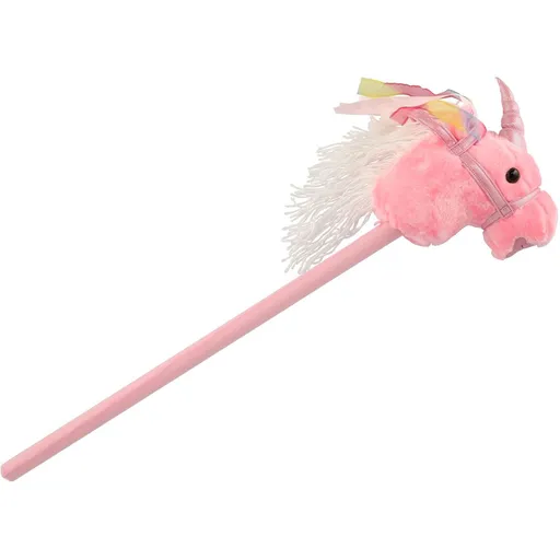 Kůň jednorožec na tyči plyš 80 cm na baterie se zvukem růžový v sáčku
