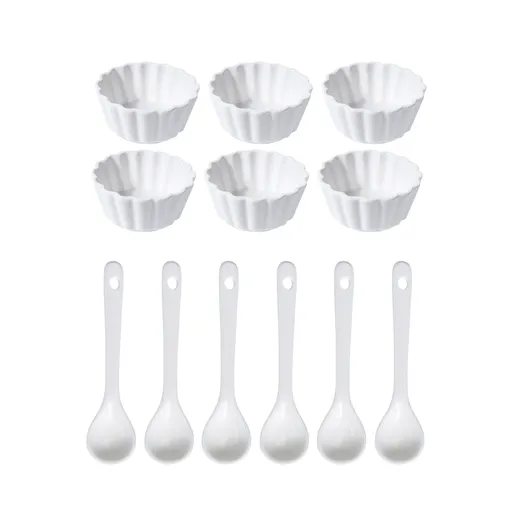 EH Sada servírovacích misek se lžičkami Vlnovka kulatá, 12 ks