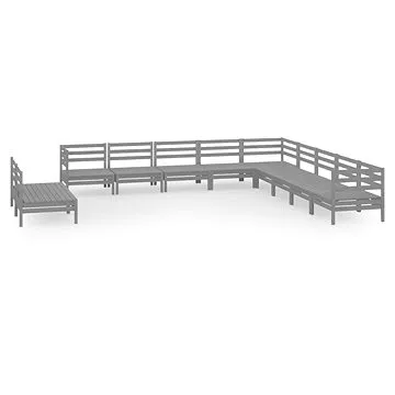 11dílná zahradní sedací souprava masivní borovice šedá , 3083146 (3083146)