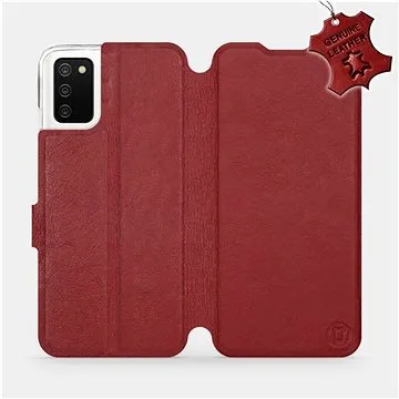 Kožené flip pouzdro Samsung Galaxy A02s - Tmavě červené -  Dark Red Leather (5903516654765)