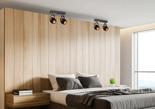 Černo-měděná nastavitelná bodová lampa E14 2x40W Anica