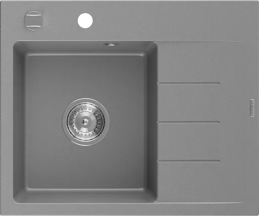 MEXEN Ben granitový dřez 1 s odkapávačem levý 600 x 500 mm, šedý, sifon chrom 6522605000-71