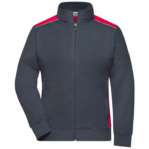 James & Nicholson (Daiber) Dámská mikina bez kapuce JN869 - Tmavě šedá / červená | L