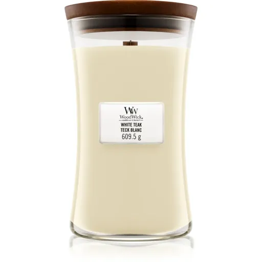 Woodwick White Teak vonná svíčka s dřevěným knotem 609.5 g