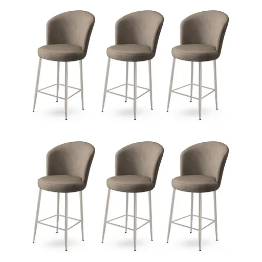 Bar Stool Set (6 Pieces) Fora - Cappuccino, Chrome