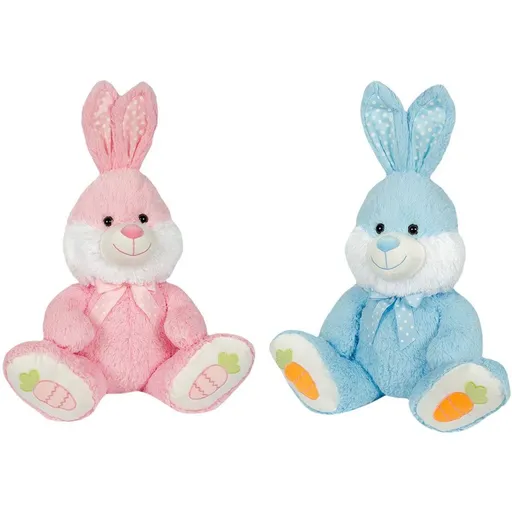 Plyšový králík sedící modrý - růžový 70 cm