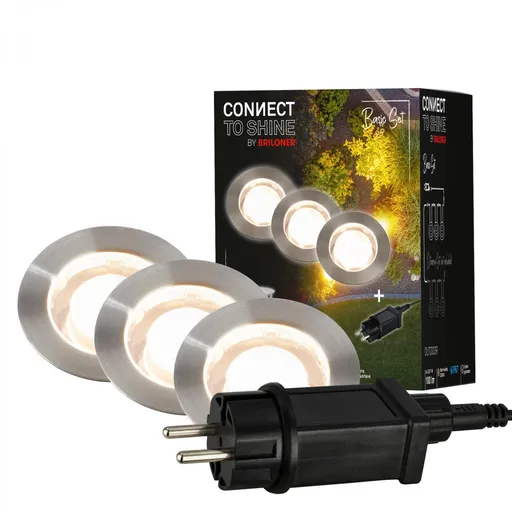 BRILONER CONNECT TO SHINE startovací sada Padouk 3ks LED zapuštěných svítidel do země, IP67 3914032