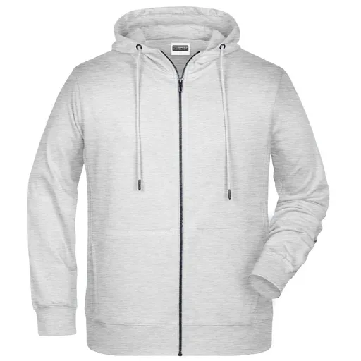 James & Nicholson (Daiber) Pánská mikina na zip z biobavlny 8026 - Popelavá | 5XL