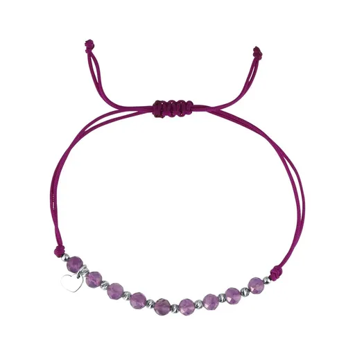Evolution Group - Pavona Fialový textilní náramek s ametystem 13059.3