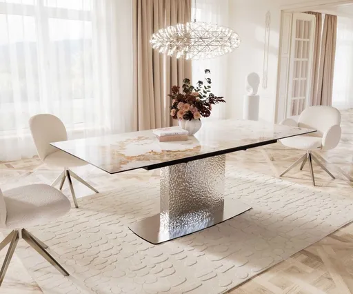 Jídelní stůl Edge 180-220x100 keramika Minas Melange bílo