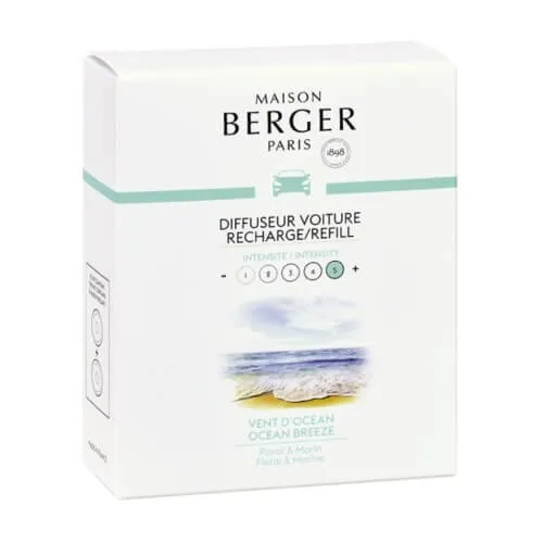 Maison Berger Paris Náhradní náplň do difuzéru do auta Ocean Breeze (Car Diffuser Recharge/Refill) 2 ks
