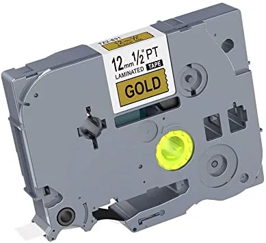 Kompatibilní páska s Brother TZe-FA234, 12mm x 3m, zlatý tisk / bílý podklad, zažehlovací