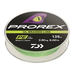 Daiwa splétaná šňůra prorex ul finesse braid chartreuse 135 m - 0,08 mm 4,3 kg