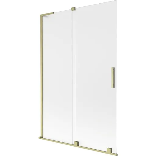 MEXEN/S Velar L dvoukřídlá posuvná vanová zástěna 120 x 150, dekor, zlatá kartáčovaná 896-120-003-31-55