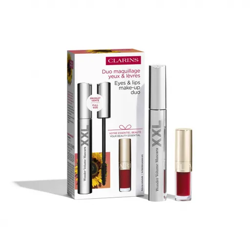 Clarins VALUE PACK LOYALTY MAKEUP TOUCH UP set řasenky Wonder Volume XXL a oleje na rty Lip Comfort Oil