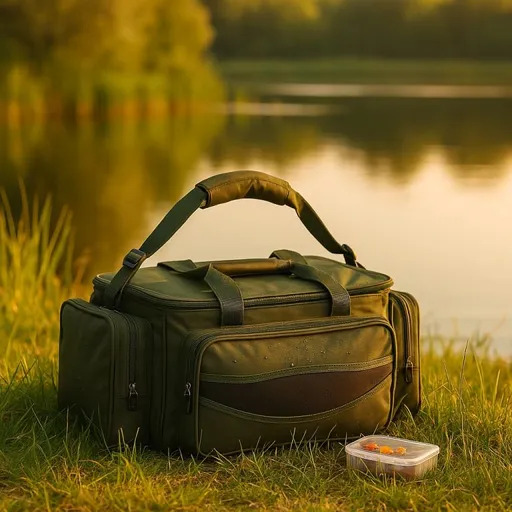 74818   Vodotěsná rybářská taška zelená, 56×31×30 cm, 600D polyester