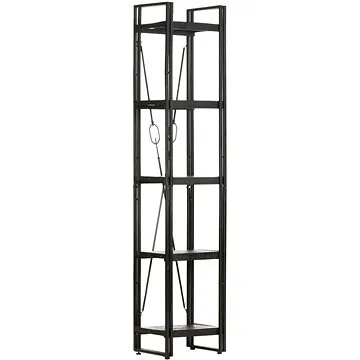 Shumee  s 5 policemi černá 40×30×180 cm masivní mangovník , 320624 (320624)