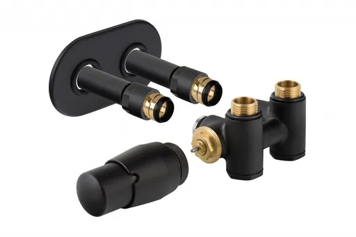 HOPA THERMCOMB-SET, středový ventil (Z4K) s připojením pro elektrickou tyč Barva Černá matná tmavá, Varianta Levá RDTHERCOMSETLMB