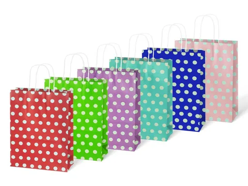 Taška MFP dárková L kraft 245x310x105 puntík mix