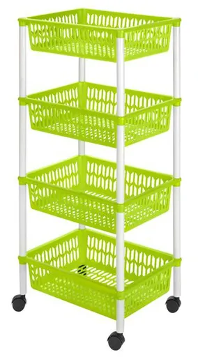 Plastový regál na kolečkách 4 košíky HEIDRUN 40x30x89cm MIX barev