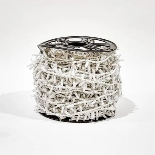 DecoLED LED světelný řetěz 100 m, ledově bílá s FLASH, 2000 diod, bílý kabel, IP67