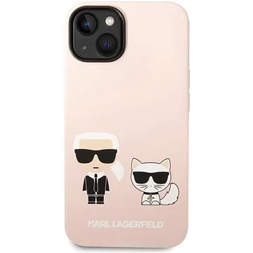 Karl Lagerfeld MagSafe Kompatibilní Kryt Liquid Silicone Karl and Choupette pro iPhone 14 Pink (KLHMP14SSSKCI)