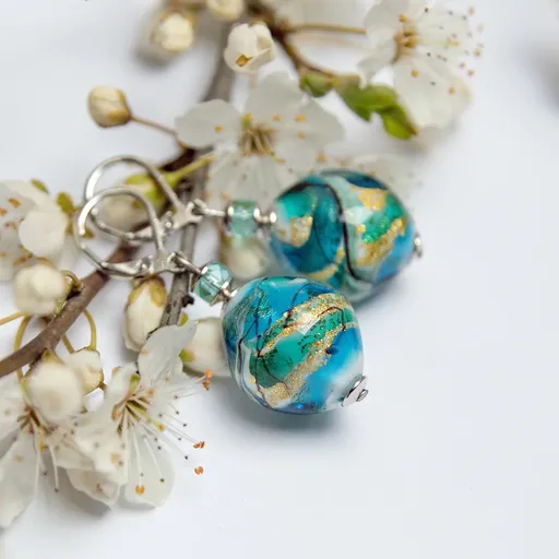 Lampglas Náušnice s 24karátovým zlatem a ryzím stříbrem v perlách Lampglas Little Mermaid ERO24