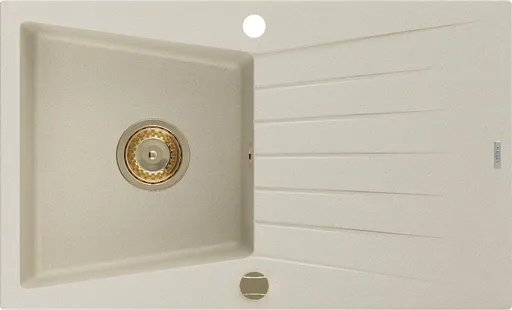MEXEN/S Cesar granitový dřez 1 s odkapávačem 775x470 mm, béžová,+ zlatý sifon 6514771010-69-G