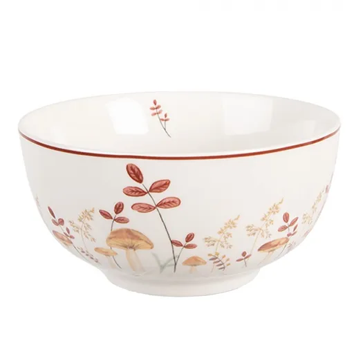 Bílá porcelánová miska s houbičkami Little Forest Jewels - Ø 14*7 cm / 500 ml Clayre & Eef