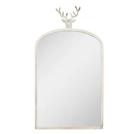 Béžové antik kovové zrcadlo s hlavou jelena Deer vintage - 58*10*105 cm Clayre & Eef
