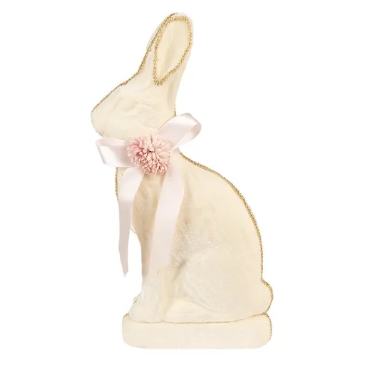 Dekorace béžový sametový králík s mašlí Fancy - 22*8*41 cm Clayre & Eef